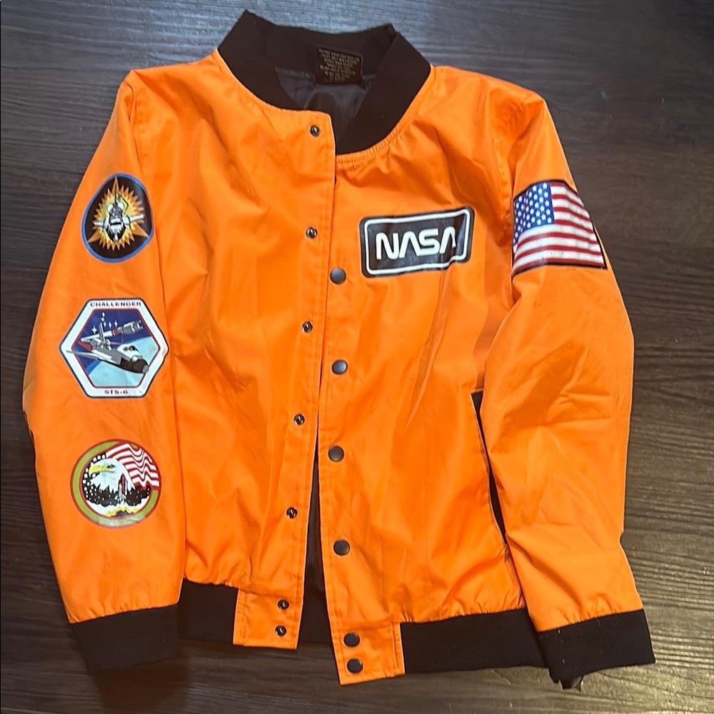 NASA Orange Bomber Jacket with Patches